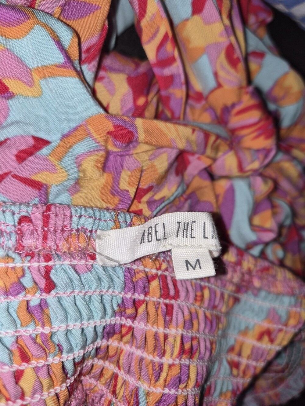 NWOT Anthro Abel The Label Tropical Floral Halter Self-tie Back Maxi Pink & Aqua - Picture 7 of 8